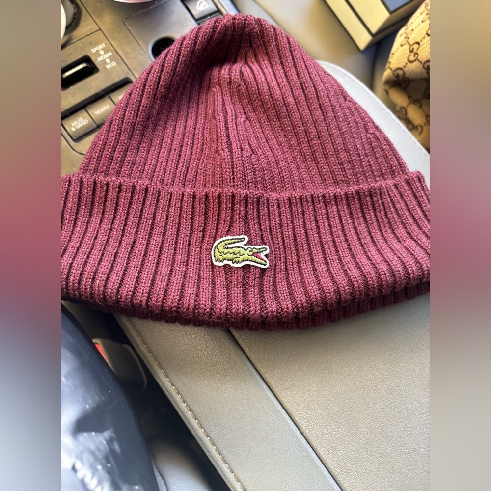 Lacoste Maroon Knit Beanie